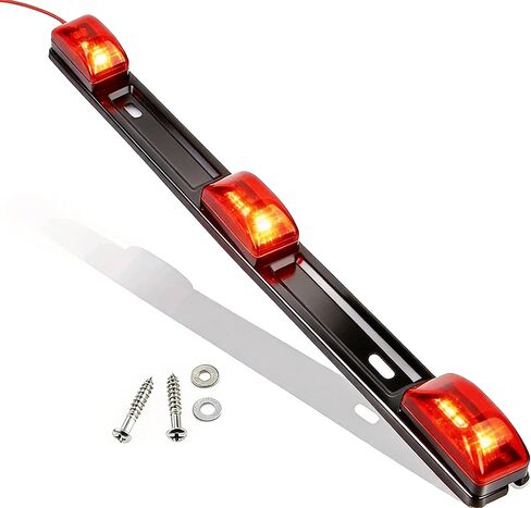 NEW SUN 15" 3 Lights 9 LED Identification Light Bar - 2 Pcs Amber Clearance Waterproof, Black Stainless Steel Braket, Surface Mount Sealed ID Indicator for Trucks Trailers Camper RVs in Kuwait
