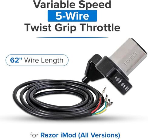AlveyTech Variable Speed 62" 5-Wire Twist Grip Throttle for Razor iMod (Versions 1+) - Electric Scooter Hand Control Throttle Replacement in Saudi Arabia