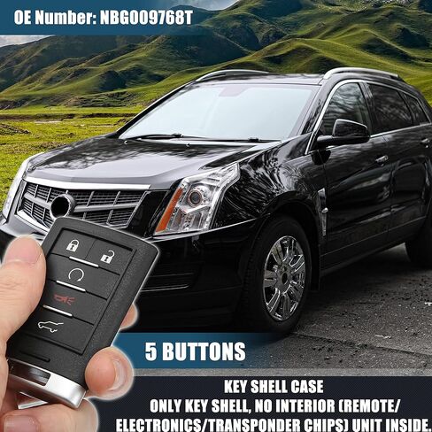 X AUTOHAUX 5 زر مفتاح فوب حالة دخول بدون مفتاح مفتاح بعيد غطاء قذيفة لكاديلاك SRX 10-15 لكاديلاك ATS 13-14 NBG009768T مع شفرة لا رقاقة in Saudi Arabia