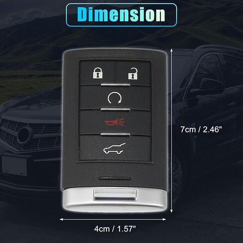 X AUTOHAUX 5 زر مفتاح فوب حالة دخول بدون مفتاح مفتاح بعيد غطاء قذيفة لكاديلاك SRX 10-15 لكاديلاك ATS 13-14 NBG009768T مع شفرة لا رقاقة in Saudi Arabia