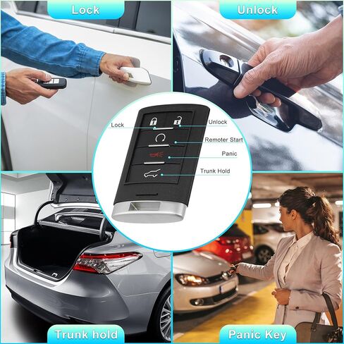 X AUTOHAUX 5 زر مفتاح فوب حالة دخول بدون مفتاح مفتاح بعيد غطاء قذيفة لكاديلاك SRX 10-15 لكاديلاك ATS 13-14 NBG009768T مع شفرة لا رقاقة in Saudi Arabia