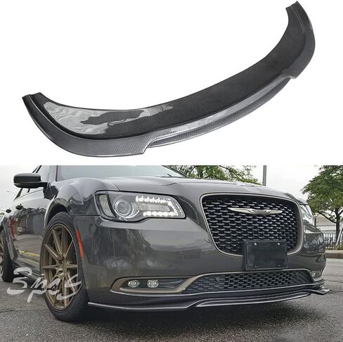 الجبهة حافة مصد السيارة متوافقة مع كرايسلر 300 300C 300S 2015 2016 2017 2018 2019 2020 2021 ألياف الكربون نمط سيارة الذقن المفسد الفاصل 3 قطعة in Kuwait