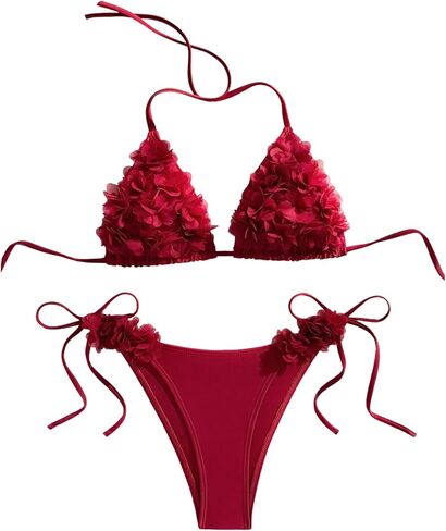 SHENHE Women's 2 Piece Swimsuit 3D Floral Halter Bikini Sets Beach Vacation Bathing Suit in Saudi Arabia