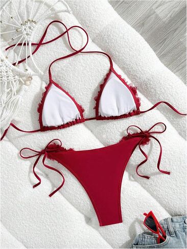 SHENHE Women's 2 Piece Swimsuit 3D Floral Halter Bikini Sets Beach Vacation Bathing Suit in Saudi Arabia