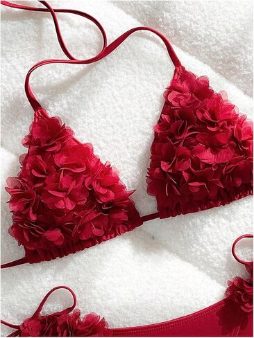 SHENHE Women's 2 Piece Swimsuit 3D Floral Halter Bikini Sets Beach Vacation Bathing Suit in Saudi Arabia