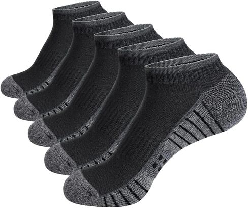 Mens Moisture Wicking Cotton Cushioned Athletic Ankle Socks Low Cut Training Running Socks For Men 6-13, 5 Pairs/Pack in Kuwait