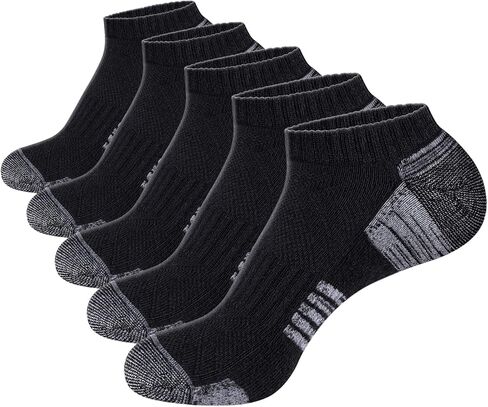Mens Moisture Wicking Cotton Cushioned Athletic Ankle Socks Low Cut Training Running Socks For Men 6-13, 5 Pairs/Pack in Saudi Arabia