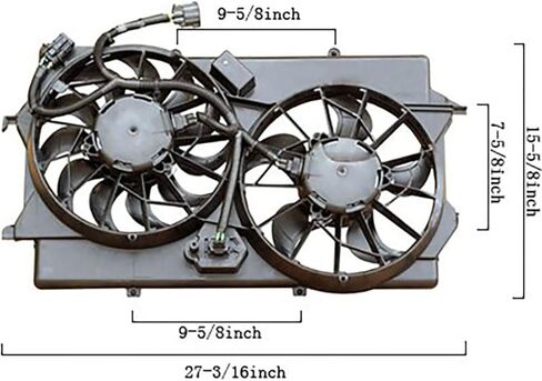 Dual Radiator and Condenser Fan Assembly Replaces# 33055046000, FO3115156 for Ford Focus 2.0L 2005 2006 2007, for Focus 2.3L 2005 2006 2007, (1x) in Saudi Arabia