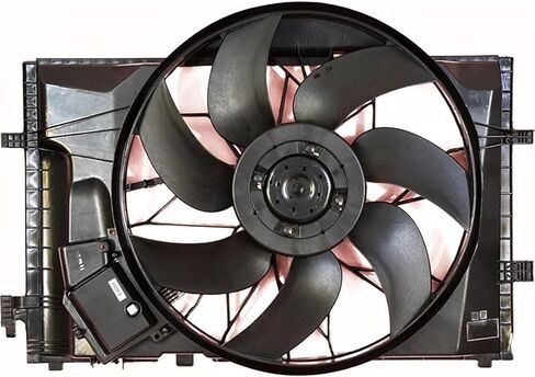 مجموعة مروحة المبرد والمكثف المزدوج تحل محل # 34055012000، 2035000293 لسيارة Mercedes-Benz CLK320 3.2L 2001 2002 2003 2004 2005، لـ C240 2.6L 2001 2002 2003 2004 2005، (1x) in Saudi Arabia