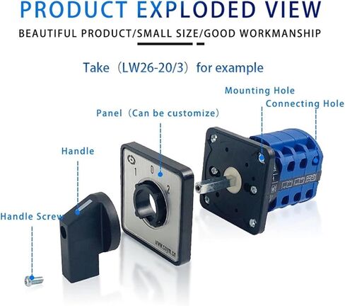 690V 20A Electric 8 Terminals LW26-20/2 LW28-20 YMW26 Series Silver Contact Rotary Changeover Cam Switch(0-4) in Kuwait