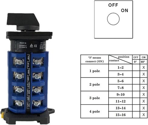 LW26-63 Rail Mounted Multi Position Rotary Cam Switch 690V 63A 4 Pole Universal Changeover YMW26 LW28(Off-ON) in Kuwait