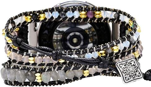 حزام ساعة بوهو ستون متوافق مع ساعة سامسونج جالاكسي 3 45 ملم، للنساء والرجال 22 ملم سوار معصم مصنوع يدويًا من الحجر الطبيعي الملون لساعة جالاكسي 46 ملم / جير اس الذكية in Kuwait