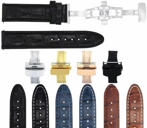 Ewatchparts 18-19-20-22-24mm Leather Watch Band Strap With Deployment Clasp Compatible With Bulova Watch in Saudi Arabia