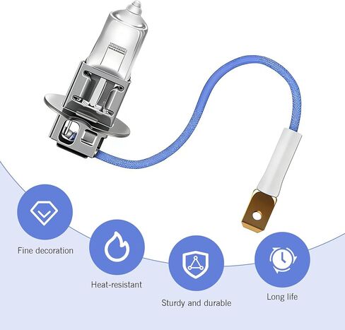 2 PCS H3 Car Halogen Fog Light Bulb, 12V 55W Warm White 360 Degree All-round Lighting, High Transmittance Quartz Glass, Plug and Play Replacement, Universal for Most Cars (Warm White Light) in Kuwait