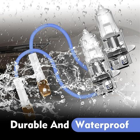 2 PCS H3 Car Halogen Fog Light Bulb, 12V 55W Warm White 360 Degree All-round Lighting, High Transmittance Quartz Glass, Plug and Play Replacement, Universal for Most Cars (Warm White Light) in Kuwait