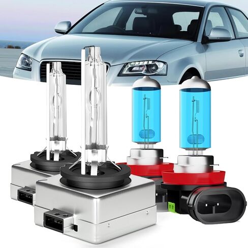المصابيح الأمامية تناسب أودي A4 2009-2016 مصابيح زينون الأمامية، D3S HID زينون عالية/منخفضة الحزم، أضواء أمامية ساطعة، التوصيل والتشغيل، حزمة من 2 in Saudi Arabia