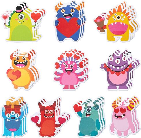 Xqumoi 30 Pack Valentine Monster Sticky Notes, Total 600 Sheets, Cute Heart Valentines Monsters Self Sticky Memo Pads for Office School Student Classroom Goodies Rewards Party Favor Gift in Saudi Arabia
