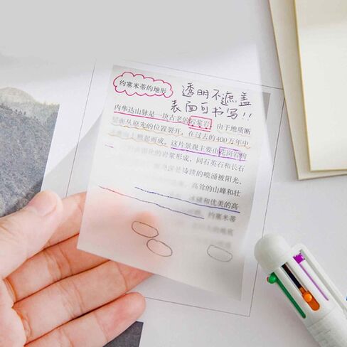 50 Sheets Transparent Notes 3x3 Inch, Clear Self-Stick Notes with & Strong, Translucent Notes for Office, Home, School, Students in Saudi Arabia