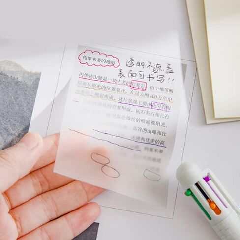 50 Sheets Transparent Notes 3x3 Inch, Clear Self-Stick Notes with & Strong, Translucent Notes for Office, Home, School, Students in Saudi Arabia