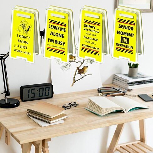 8 Pcs Funny Desk Signs with Sticky Note Holder Caution Overstimulated Desk Sign Mini Acrylic Message Holders Funny Office Decor Gifts for Coworkers Employees Boss in Saudi Arabia