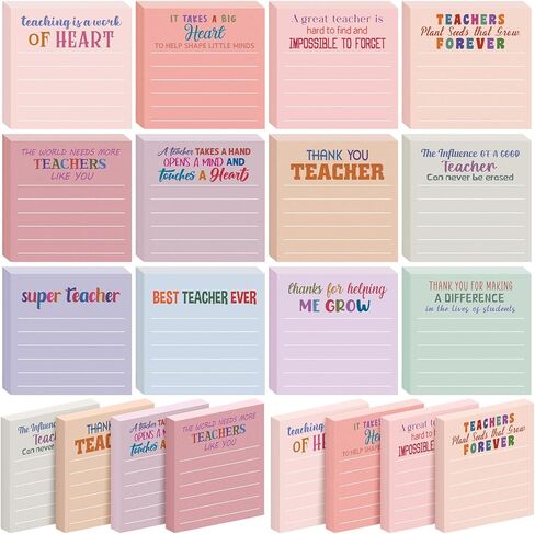 24 Pcs Teacher Appreciation Gifts Bulk Inspirational Teachers Sticky Notes Cute Mini Pocket Motivational Teacher Notepads Thank You Gift for School Office Supplies 3 x 3''(Morandi,Lined) in Saudi Arabia