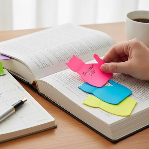 6 ملاحظات لاصقة لطيفة للقطط، ملاحظات لاصقة للقطط كاواي ذات ألوان زاهية، هدية لمحبي القطط. in Saudi Arabia