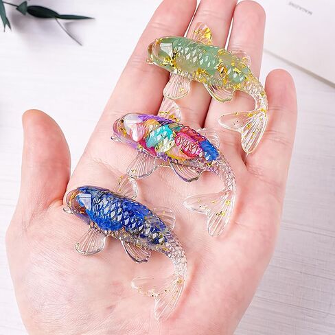 Crystal Stone Gravel Lucky Koi Fish Figurine Resin Mini Quartz Fancy Carp Statue Home Decor Desk Ornament Gift in Saudi Arabia