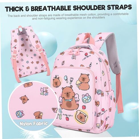 3 قطع/مجموعة حقيبة ظهر كابيبارا للأطفال، مجموعة حقيبة ظهر كاواي لطيفة مع حقيبة غداء ومقلمة، حقيبة سفر للكمبيوتر المحمول كارتونية مرحة للخروج كابيبارا in Kuwait
