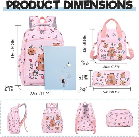 3 قطع/مجموعة حقيبة ظهر كابيبارا للأطفال، مجموعة حقيبة ظهر كاواي لطيفة مع حقيبة غداء ومقلمة، حقيبة سفر للكمبيوتر المحمول كارتونية مرحة للخروج كابيبارا in Kuwait