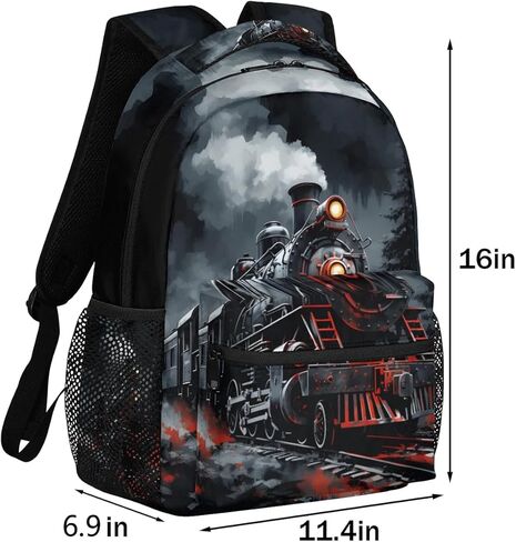 Bardic Vintage Train Kids Backpack for Boys Girls, 16 Inch School Backpack Locomotive Train Elementary School Bag Students Bookbags Travel Laptop Backpacks Casual Daypack in Kuwait