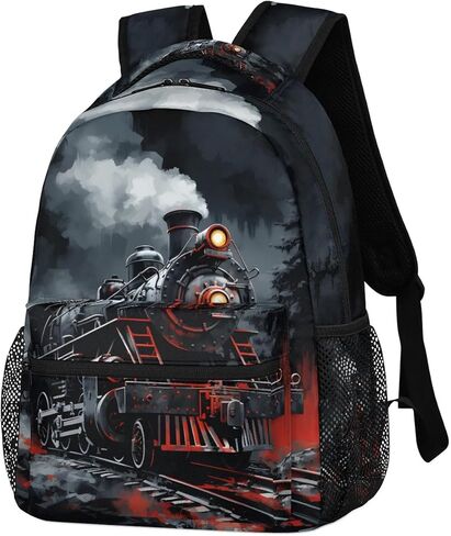 Bardic Vintage Train Kids Backpack for Boys Girls, 16 Inch School Backpack Locomotive Train Elementary School Bag Students Bookbags Travel Laptop Backpacks Casual Daypack in Kuwait