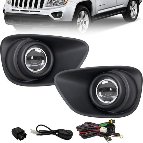 WILD BEAR Fog Lights Fit For 2011-2017 Compass Fog Lamps With Switch and Wiring Kit(Right & Left Side) in Kuwait