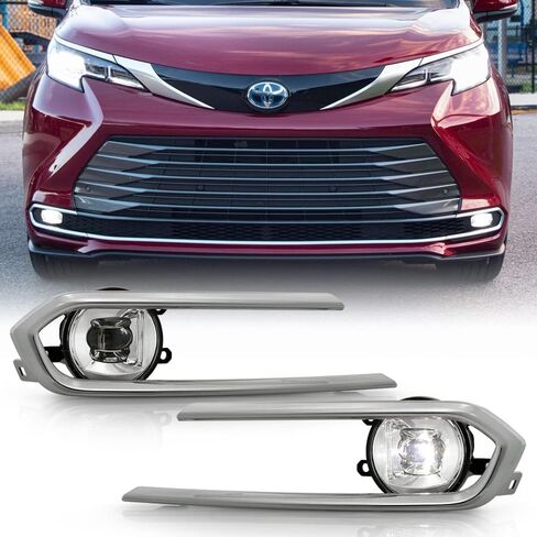 ACANII - For 2021 2022 2023 Toyota Sienna LED Bumper Fog Lights Driving Lamps w/Switch & Bezel Pair Set Left+Right in Saudi Arabia