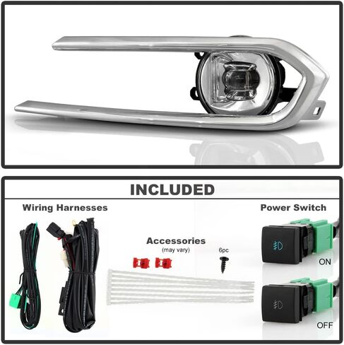 ACANII - For 2021 2022 2023 Toyota Sienna LED Bumper Fog Lights Driving Lamps w/Switch & Bezel Pair Set Left+Right in Saudi Arabia