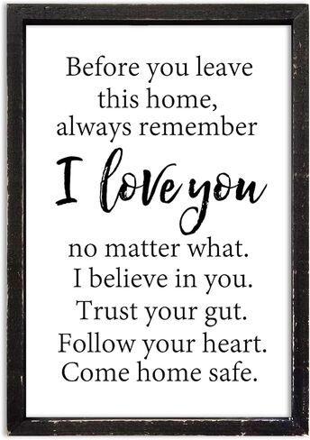 Before You Leave This Home Sign Wall Art Decor 16x11 Inch Rustic Farmhouse Living Room I Love You Inspirational Family Wood Framed Sign Entryway Motivationa And Romantic Wall Hang (Wood) in Kuwait
