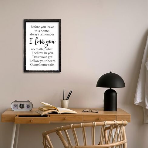 Before You Leave This Home Sign Wall Art Decor 16x11 Inch Rustic Farmhouse Living Room I Love You Inspirational Family Wood Framed Sign Entryway Motivationa And Romantic Wall Hang (Wood) in Kuwait