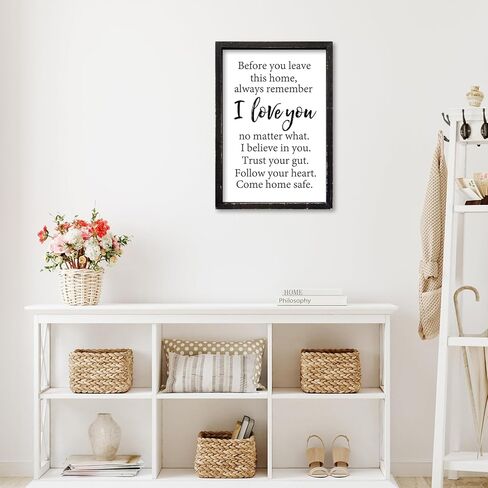 Before You Leave This Home Sign Wall Art Decor 16x11 Inch Rustic Farmhouse Living Room I Love You Inspirational Family Wood Framed Sign Entryway Motivationa And Romantic Wall Hang (Wood) in Kuwait
