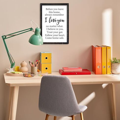 Before You Leave This Home Sign Wall Art Decor 16x11 Inch Rustic Farmhouse Living Room I Love You Inspirational Family Wood Framed Sign Entryway Motivationa And Romantic Wall Hang (Wood) in Kuwait