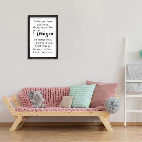 Before You Leave This Home Sign Wall Art Decor 16x11 Inch Rustic Farmhouse Living Room I Love You Inspirational Family Wood Framed Sign Entryway Motivationa And Romantic Wall Hang (Wood) in Kuwait