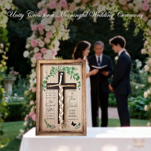 Cord of Three Strands, Unity Wedding Cross for Ceremony 15x10 Inch - Christian Wedding Gift Ideas for Couples, Ecclesiastes 4:12 Rustic Eucalyptus Design in Saudi Arabia