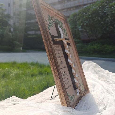 Cord of Three Strands, Unity Wedding Cross for Ceremony 15x10 Inch - Christian Wedding Gift Ideas for Couples, Ecclesiastes 4:12 Rustic Eucalyptus Design in Saudi Arabia