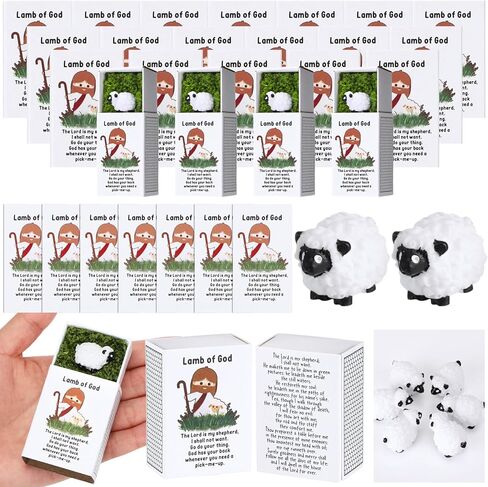 36 Sets Lamb of God Christian Gift Bulk Religious Miniature Sheep Bible Verse Card Emotional Support Gift Christian Easter Gifts Easter Egg Fillers Church Sunday School Supplies(White Lamb) in Saudi Arabia