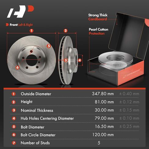 A-Premium 13.69 inch (347.8 mm) Front Vented Disc Brake Rotors + Ceramic Pads Kit Compatible with Select BMW Models - 745i/745Li 2002-2005, 750i/750Li 2006-2008, 760i 2004-2006, 760Li 2003-2008 in Saudi Arabia