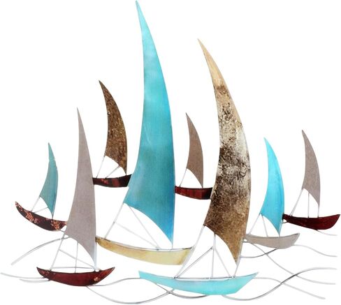 Otoolling Metal Ship Wall Decor Sailing Boat Ornament Large Sailboat Wall Sculpture Coastal Nautical Hanging Decor Art for Living Room Bedroom Indoor Outdoor(Classic) in Kuwait