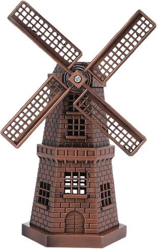 WQAPVHBG Metal Windmill Decoration, Retro Dutch Windmill Statue, 5.1 x 3in Courtyard Decoration Windmill for Office Desktop Decoration, Red Bronze Color in Kuwait