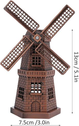 WQAPVHBG Metal Windmill Decoration, Retro Dutch Windmill Statue, 5.1 x 3in Courtyard Decoration Windmill for Office Desktop Decoration, Red Bronze Color in Kuwait