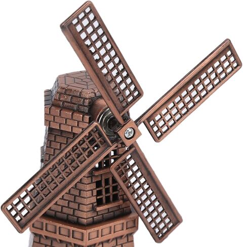 WQAPVHBG Metal Windmill Decoration, Retro Dutch Windmill Statue, 5.1 x 3in Courtyard Decoration Windmill for Office Desktop Decoration, Red Bronze Color in Kuwait