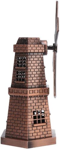 WQAPVHBG Metal Windmill Decoration, Retro Dutch Windmill Statue, 5.1 x 3in Courtyard Decoration Windmill for Office Desktop Decoration, Red Bronze Color in Kuwait