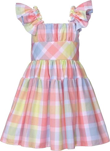 Bonnie Jean Girls Size 2T-16 Flutter Sleeve Check Peasant Dress in Saudi Arabia