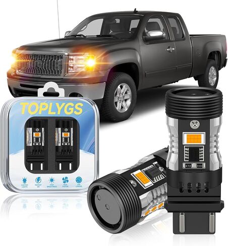 3157 Amber LED Turn Signal Light Bulb Fit for Ford Fusion 2006-2012 Front Turn Signal Lights, 600% Upgraded Brightness, 60000 HRS Lifespan with 15000RPM Fan, Pack of 2 in Kuwait